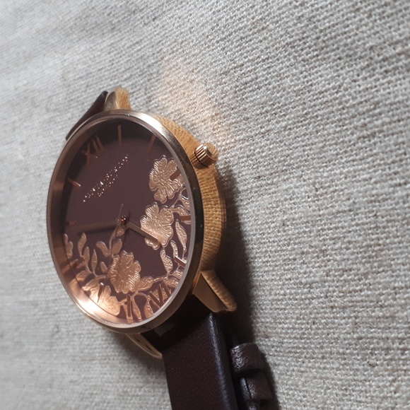 Olivia Burton Lace Detail Brown & Rose Gold Watch - Picture 6 of 10
